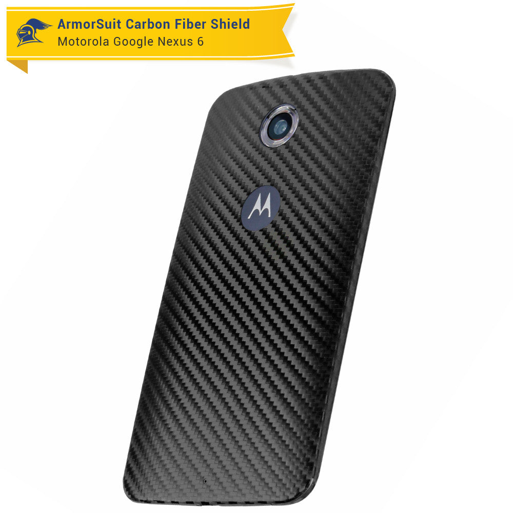 Google Nexus 6 Screen Protector + Black Carbon Fiber Skin