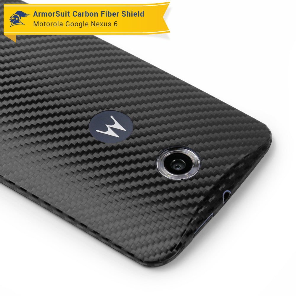 Google Nexus 6 Screen Protector + Black Carbon Fiber Skin