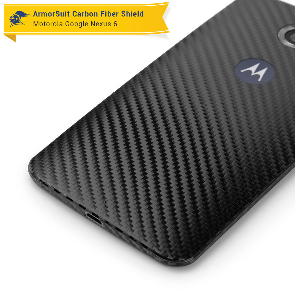 Google Nexus 6 Screen Protector + Black Carbon Fiber Skin