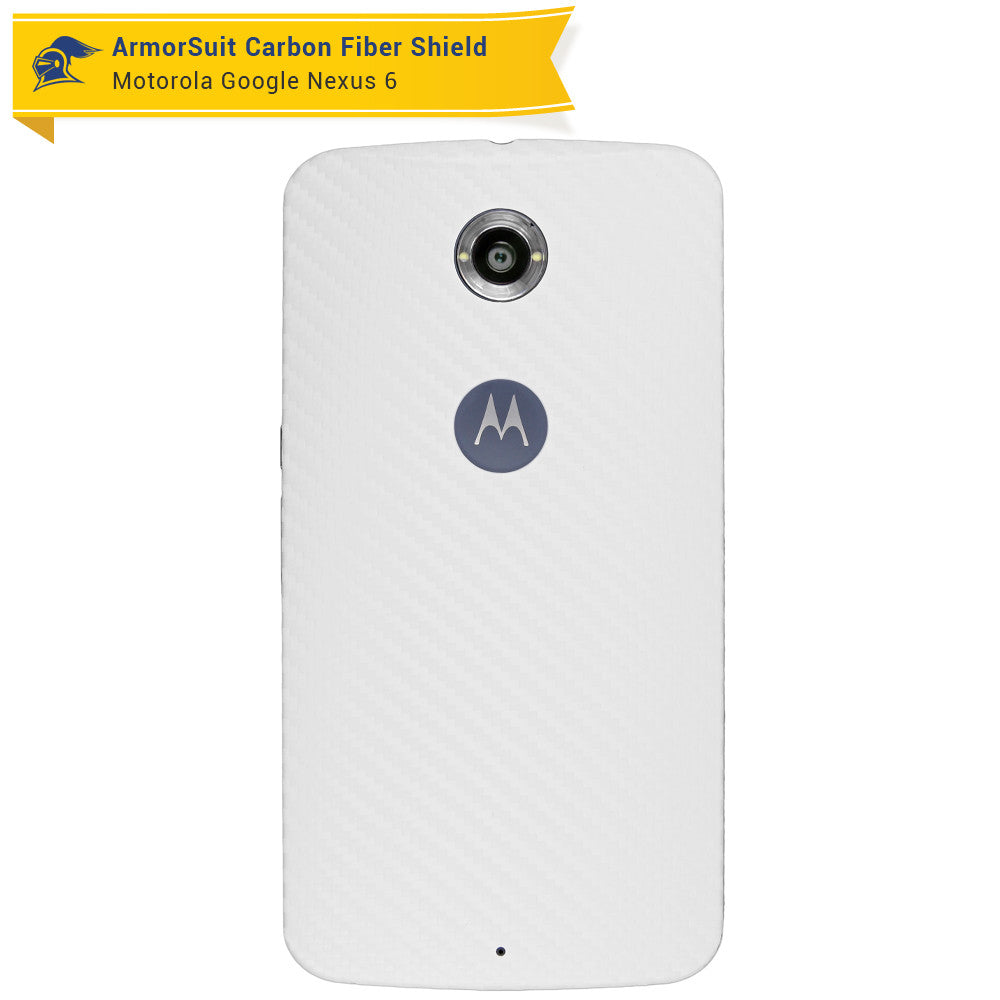 Google Nexus 6 Screen Protector + White Carbon Fiber Skin