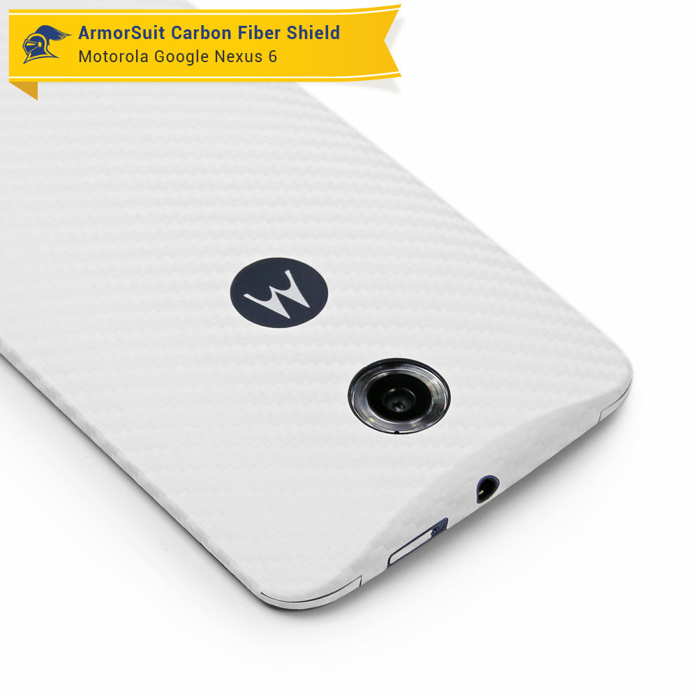 Google Nexus 6 Screen Protector + White Carbon Fiber Skin