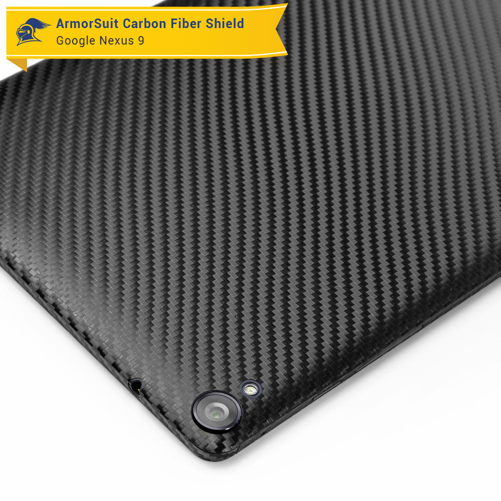 Google Nexus 9 Screen Protector + Black Carbon Fiber Skin