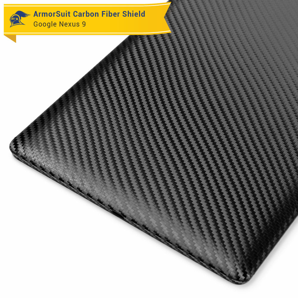 Google Nexus 9 Screen Protector + Black Carbon Fiber Skin