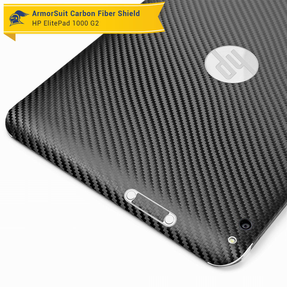 HP ElitePad 1000 G2 Screen Protector + Black Carbon Fiber Skin