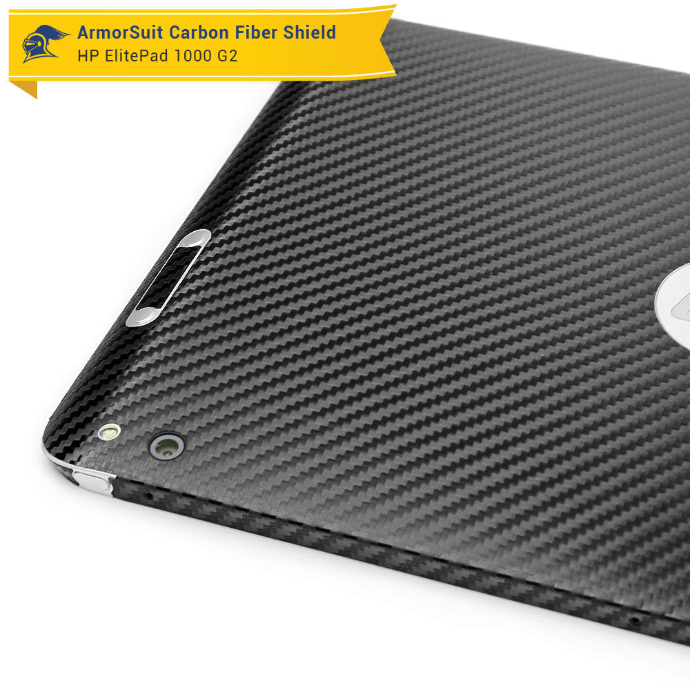 HP ElitePad 1000 G2 Screen Protector + Black Carbon Fiber Skin