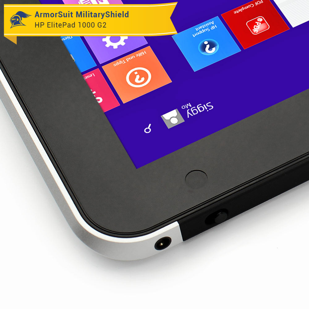 HP ElitePad 1000 G2 Screen Protector + Black Carbon Fiber Skin