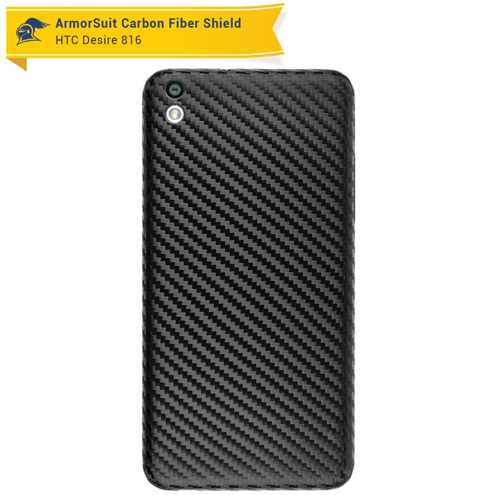 HTC Desire 816 Screen Protector + Black Carbon Fiber Skin