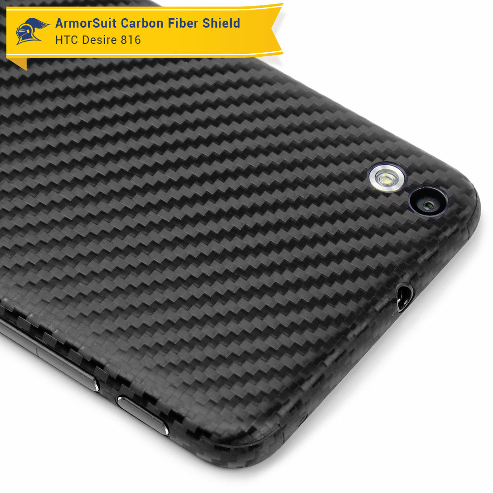 HTC Desire 816 Screen Protector + Black Carbon Fiber Skin