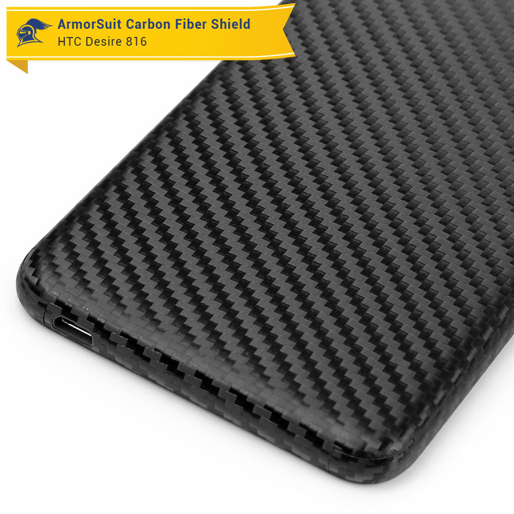 HTC Desire 816 Screen Protector + Black Carbon Fiber Skin