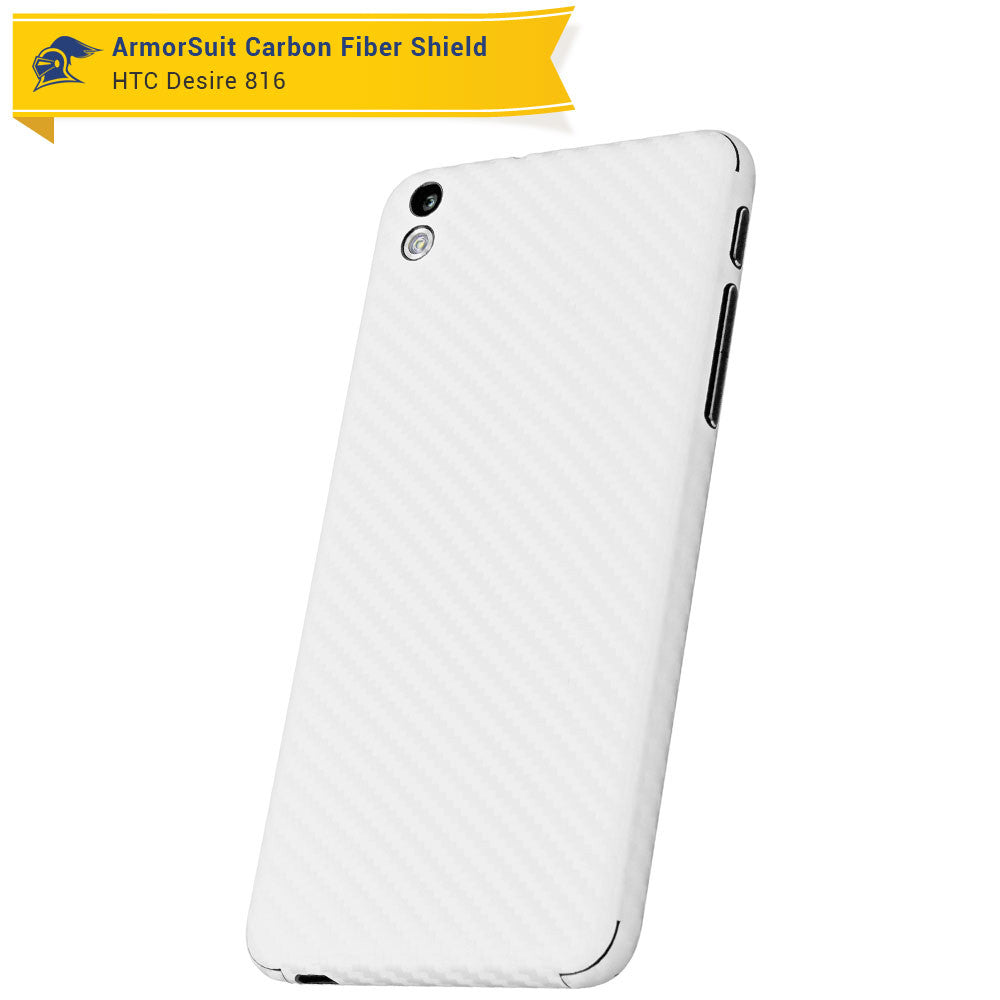 HTC Desire 816 Screen Protector + White Carbon Fiber Skin