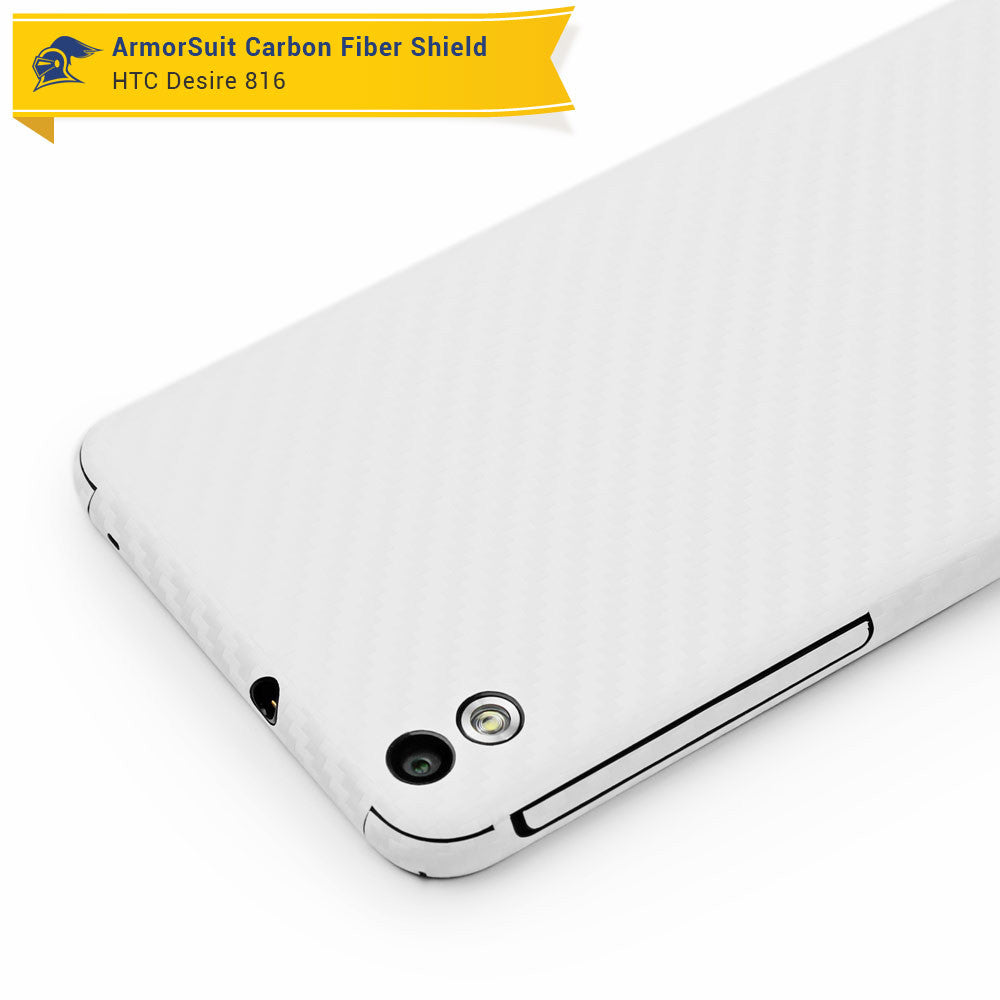 HTC Desire 816 Screen Protector + White Carbon Fiber Skin