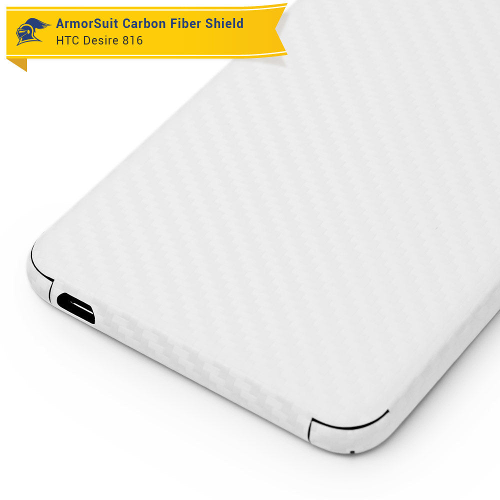 HTC Desire 816 Screen Protector + White Carbon Fiber Skin