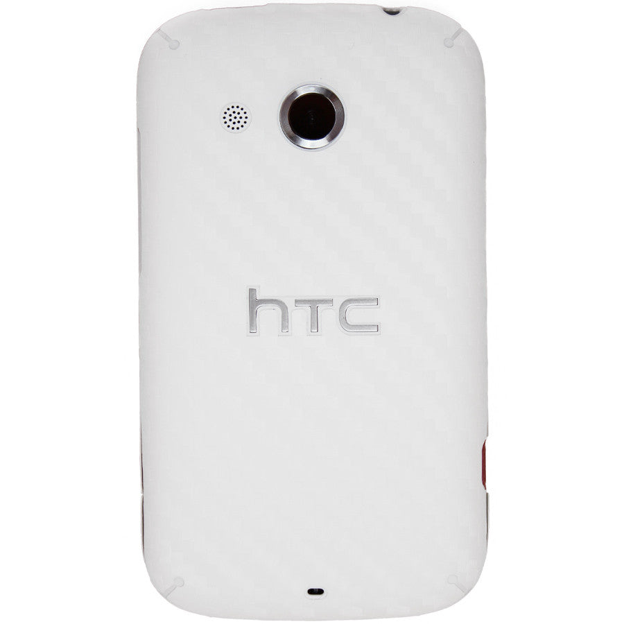 HTC Desire C Screen Protector + White Carbon Fiber Skin Protector