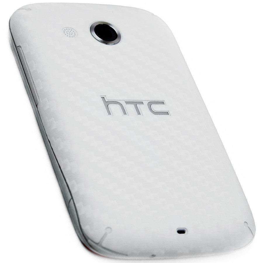 HTC Desire C Screen Protector + White Carbon Fiber Skin Protector