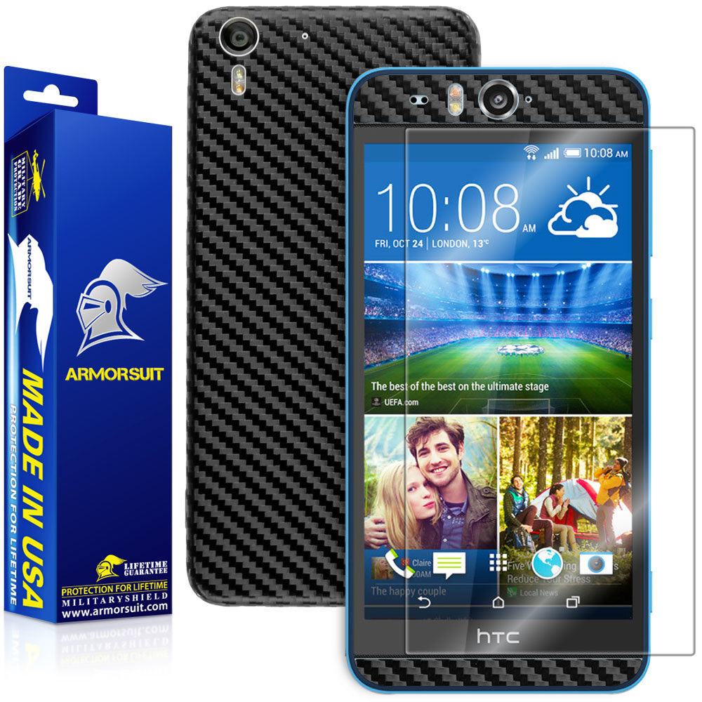 HTC Desire Eye Screen Protector + Black Carbon Fiber Skin
