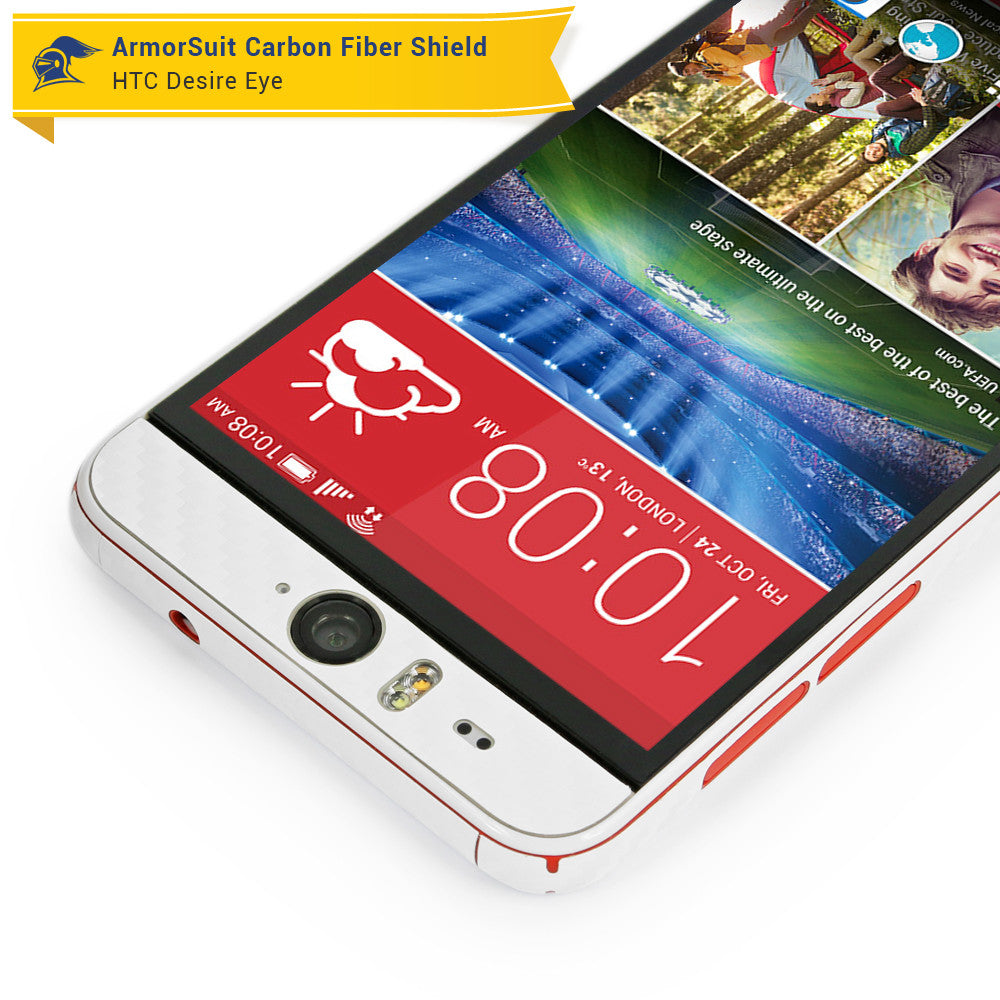 HTC Desire Eye Screen Protector + White Carbon Fiber Skin