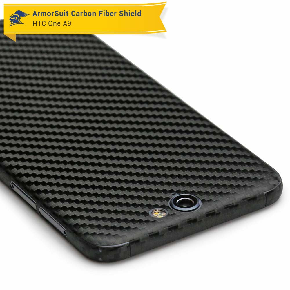 HTC One A9 Screen Protector + Black Carbon Fiber Film Protector