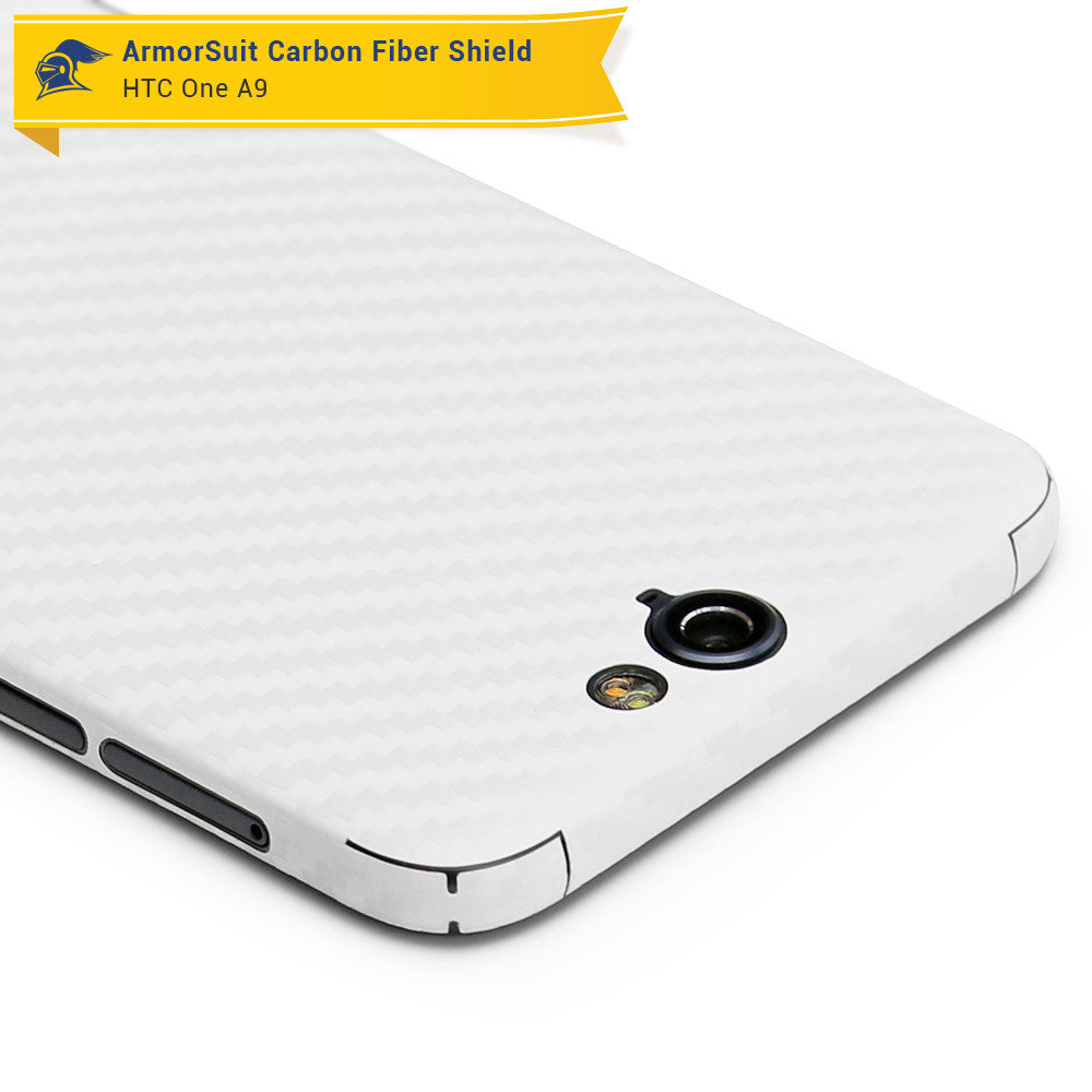 HTC One A9 Screen Protector + White Carbon Fiber Film Protector