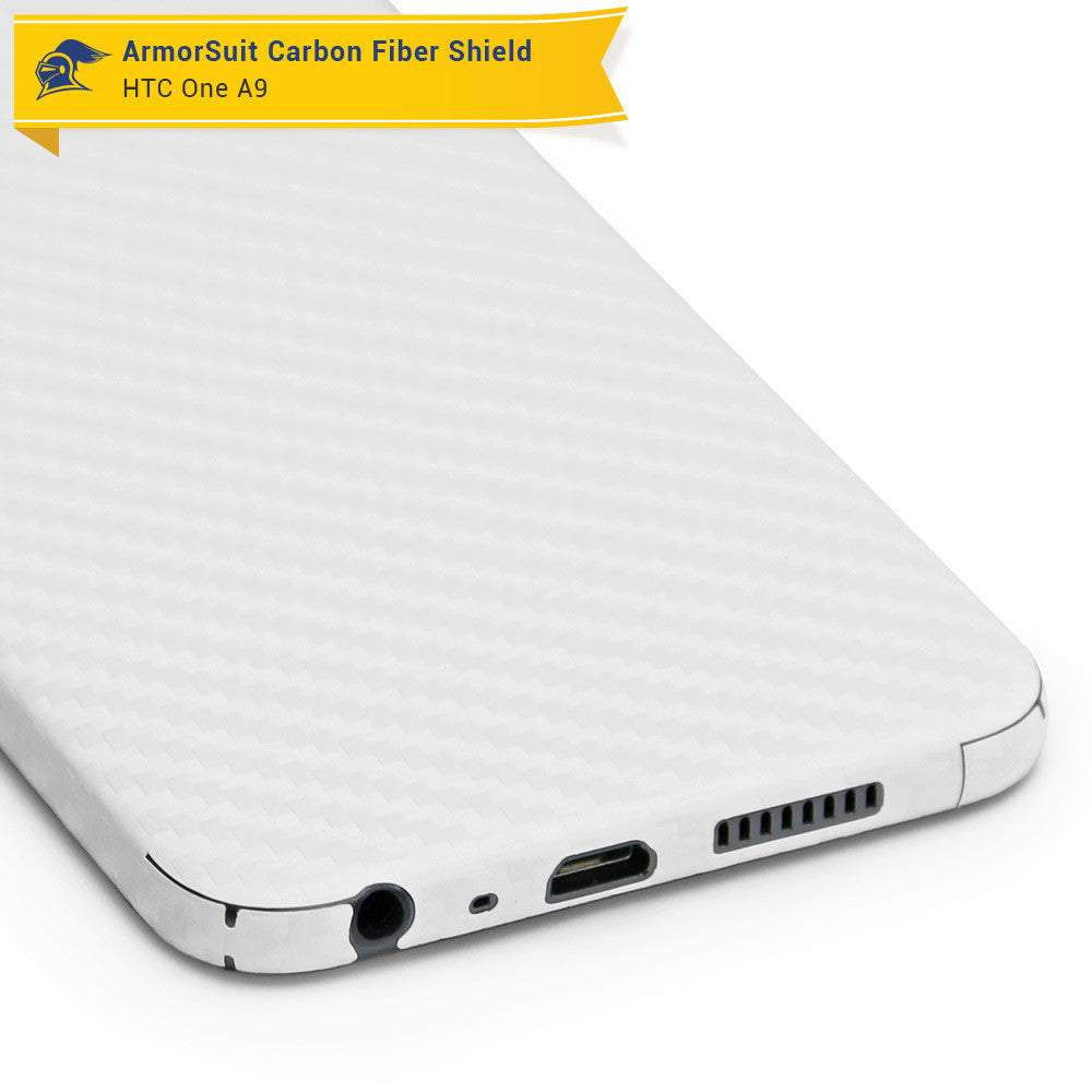 HTC One A9 Screen Protector + White Carbon Fiber Film Protector