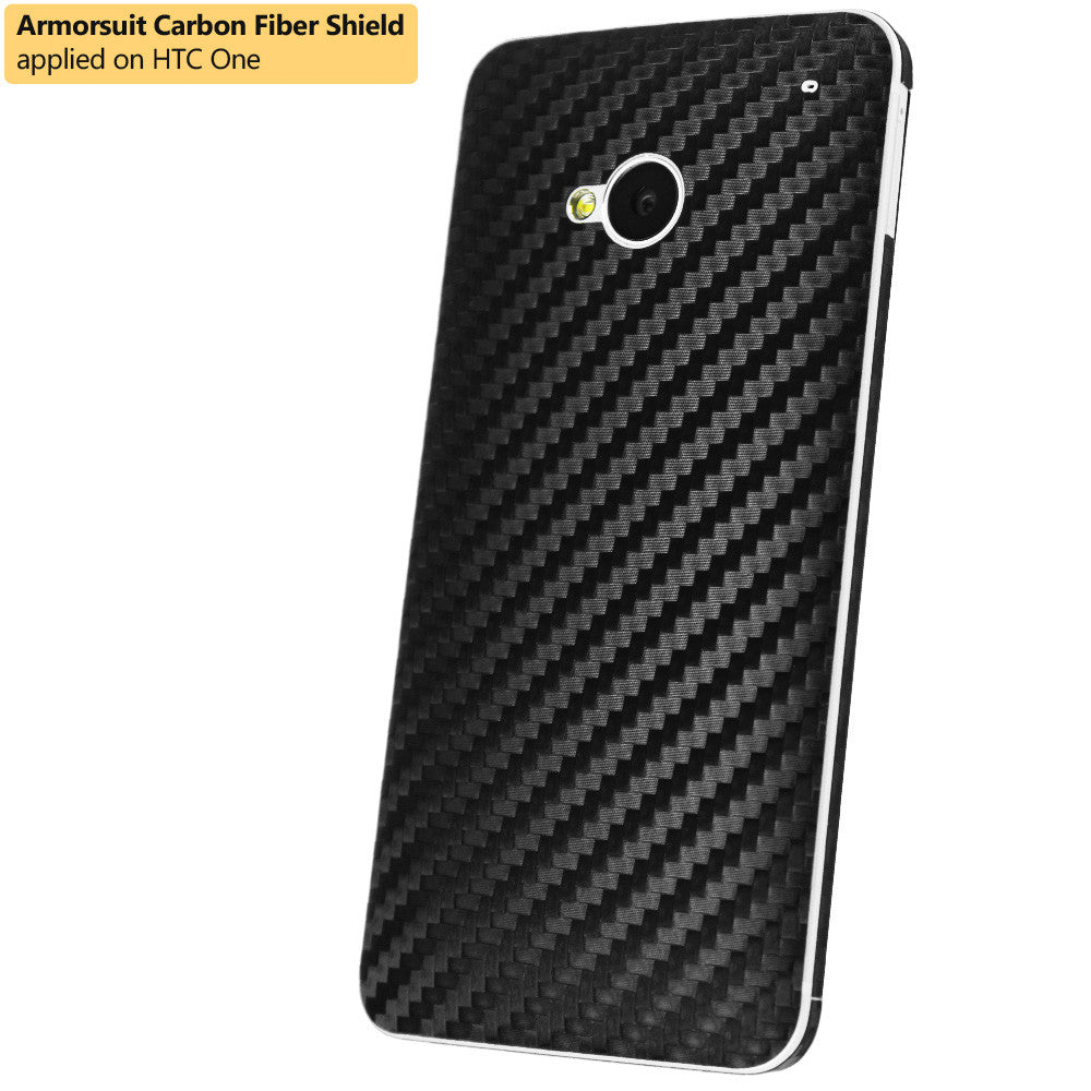 HTC One M7 Screen Protector + Black Carbon Fiber Film Protector