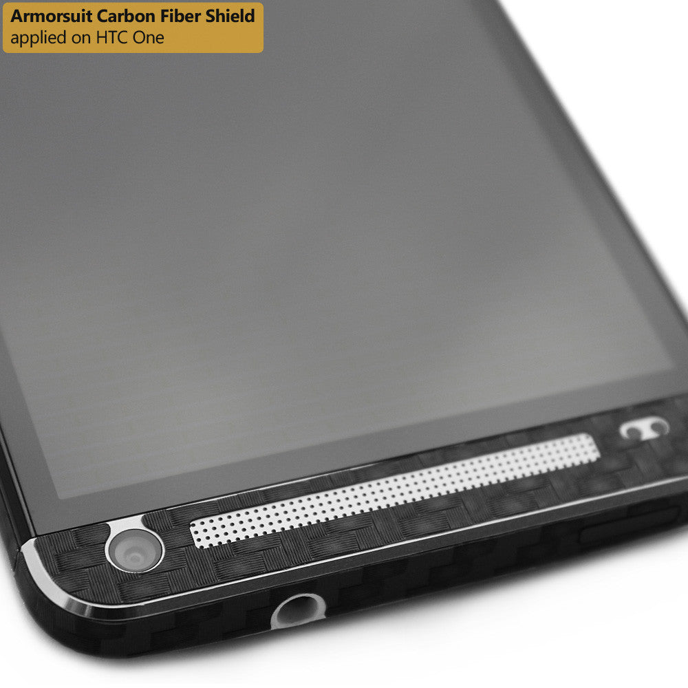 HTC One M7 Screen Protector + Black Carbon Fiber Film Protector