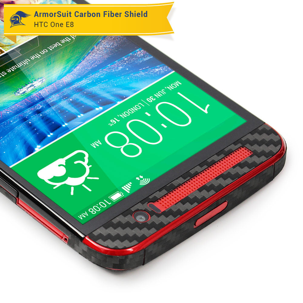 HTC One E8 Screen Protector + Black Carbon Fiber Film Protector