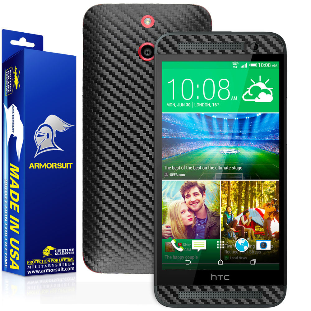 HTC One E8 Screen Protector + Black Carbon Fiber Film Protector