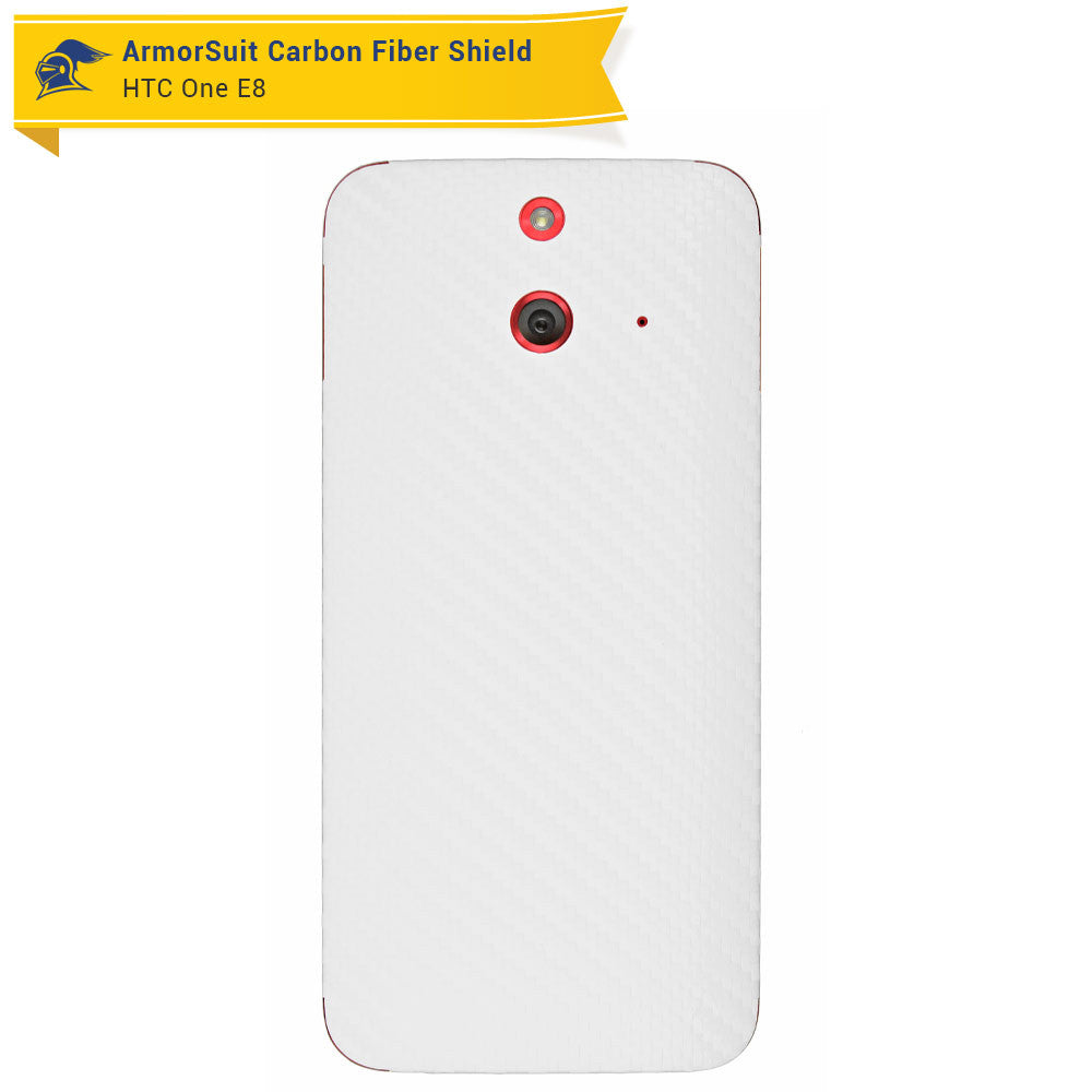HTC One E8 Screen Protector + White Carbon Fiber Film Protector