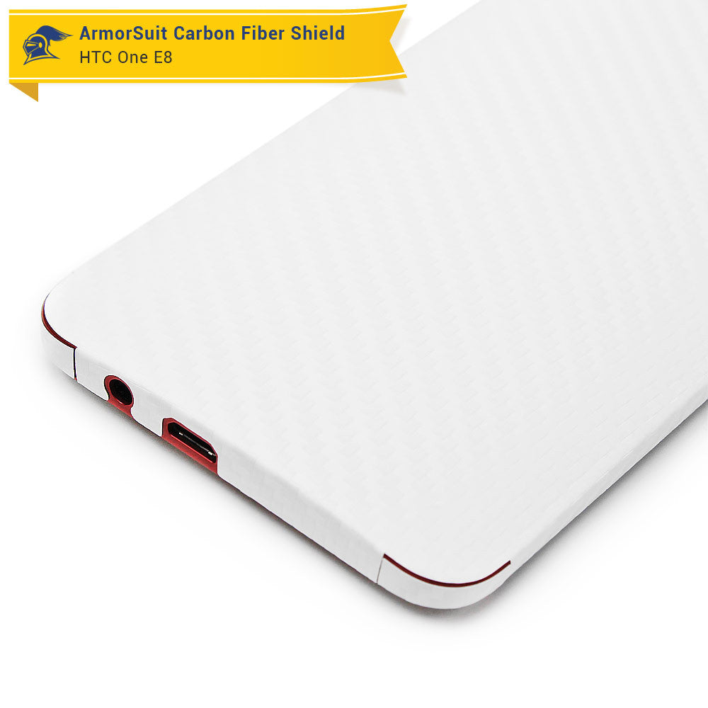 HTC One E8 Screen Protector + White Carbon Fiber Film Protector