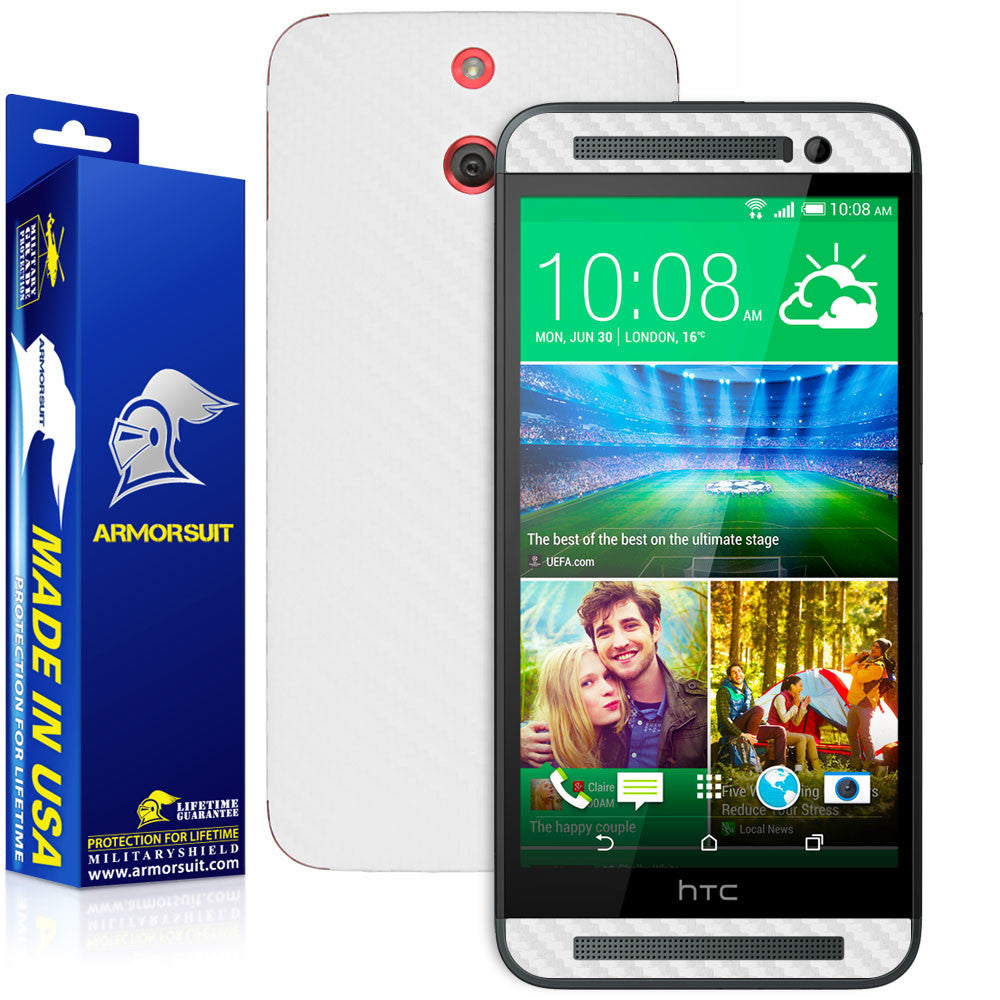 HTC One E8 Screen Protector + White Carbon Fiber Film Protector