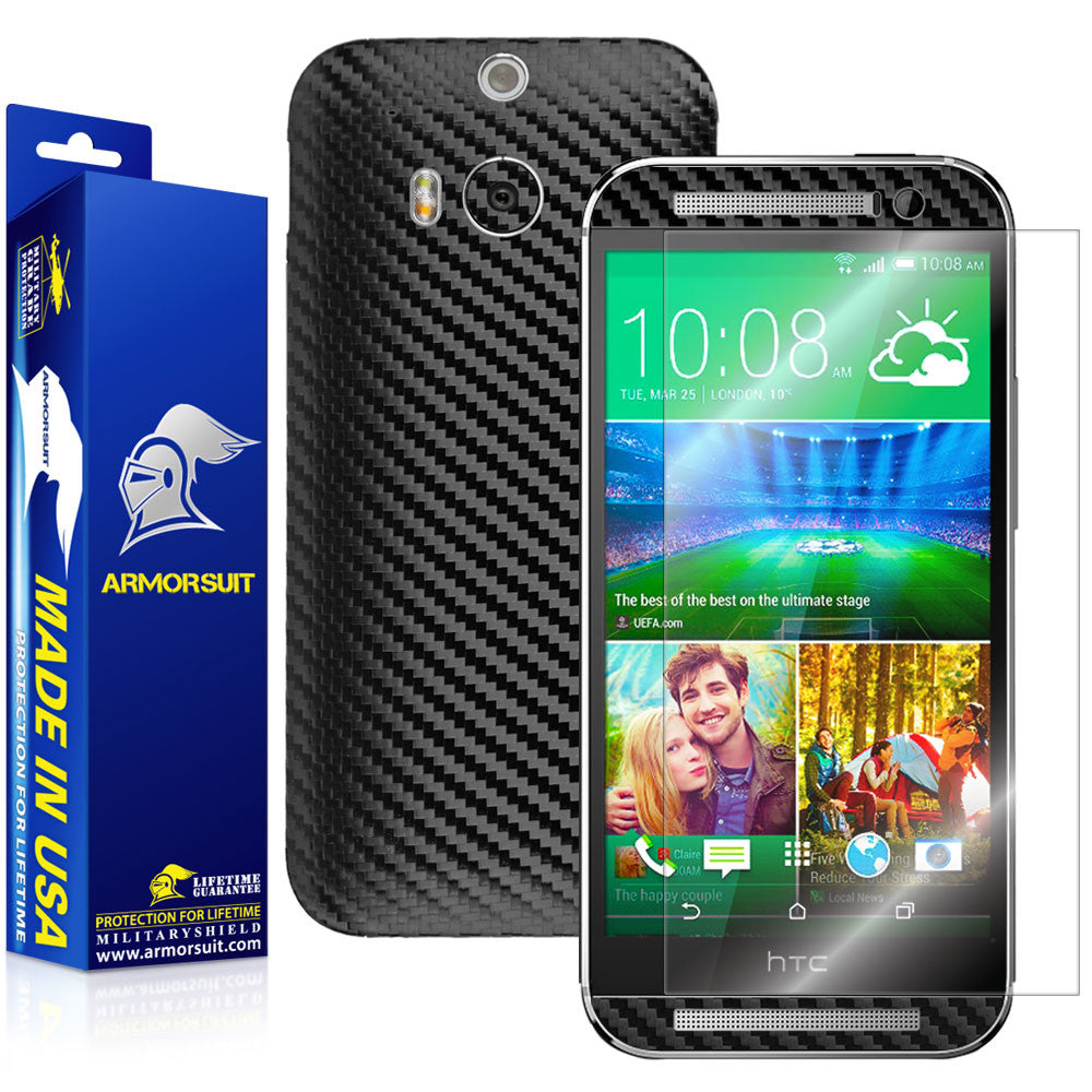 Fern Wings nøgen HTC One M8 Screen Protector + Black Carbon Fiber Film Protector