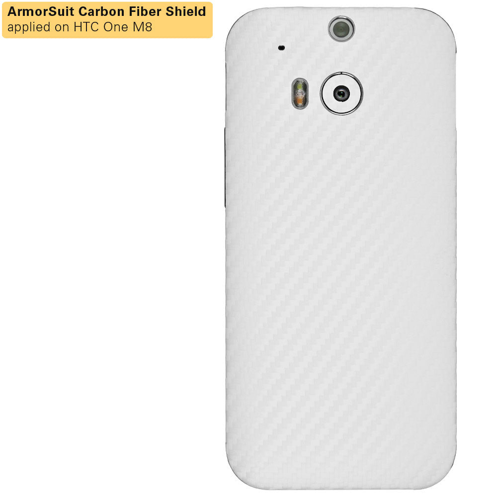 HTC One M8 Screen Protector + White Carbon Fiber Film Protector