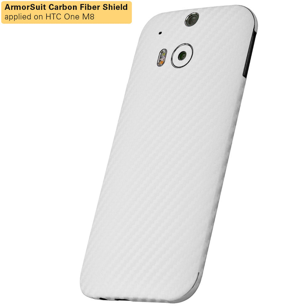 HTC One M8 Screen Protector + White Carbon Fiber Film Protector