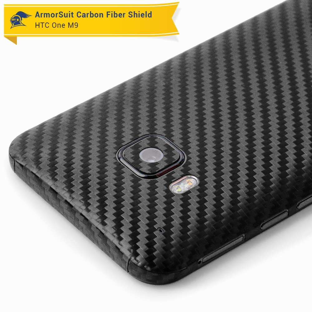 HTC One M9 Screen Protector + Black Carbon Fiber Film Protector