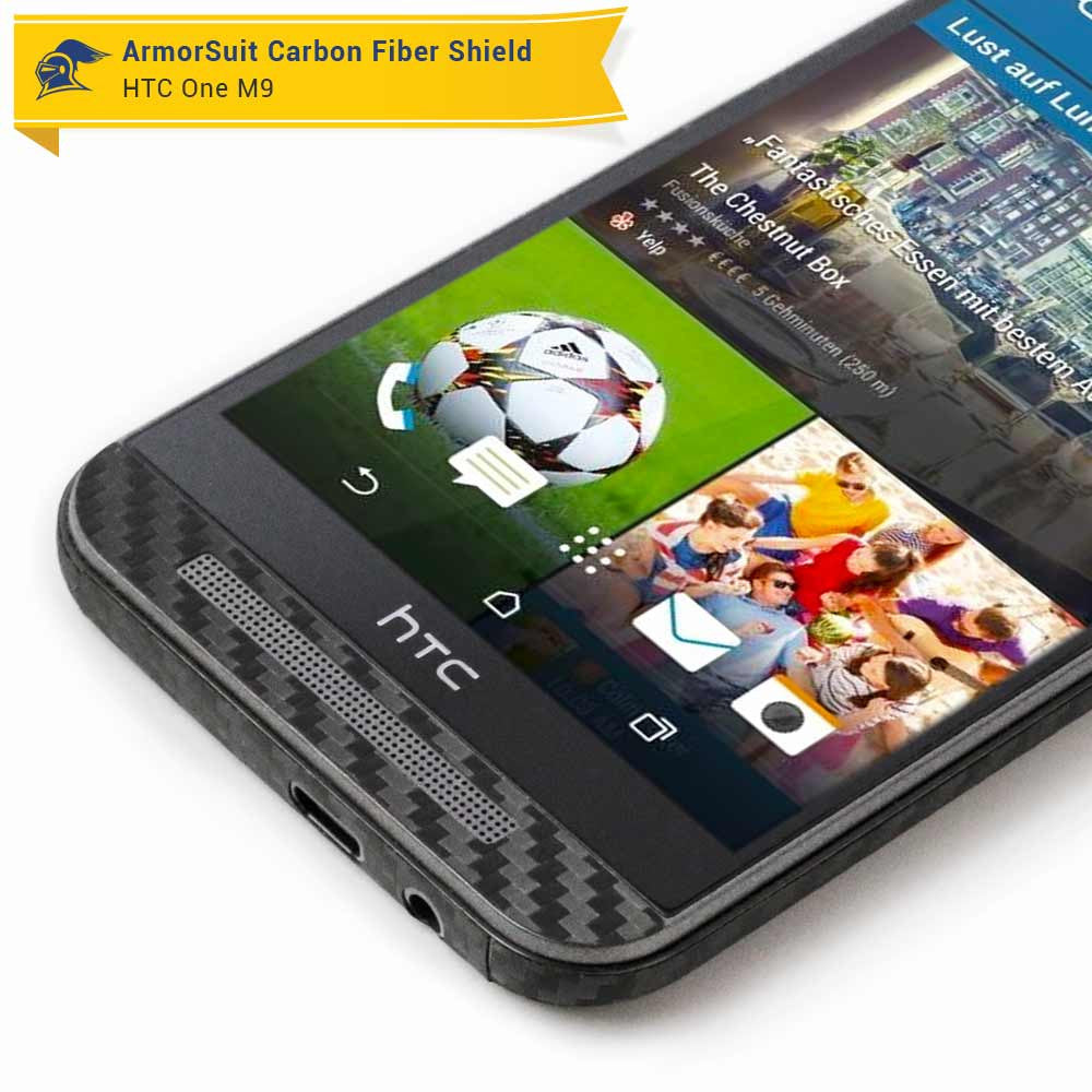 HTC One M9 Screen Protector + Black Carbon Fiber Film Protector