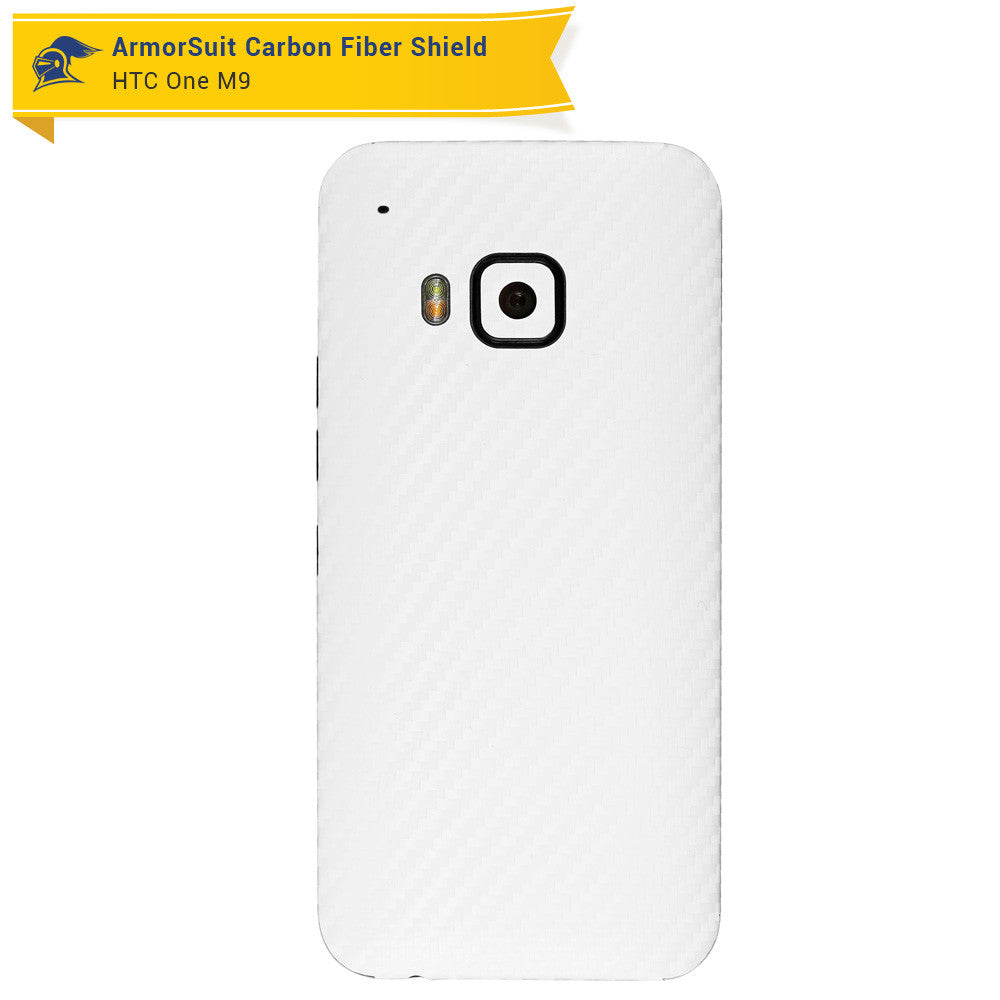 HTC One M9 Screen Protector + White Carbon Fiber Film Protector