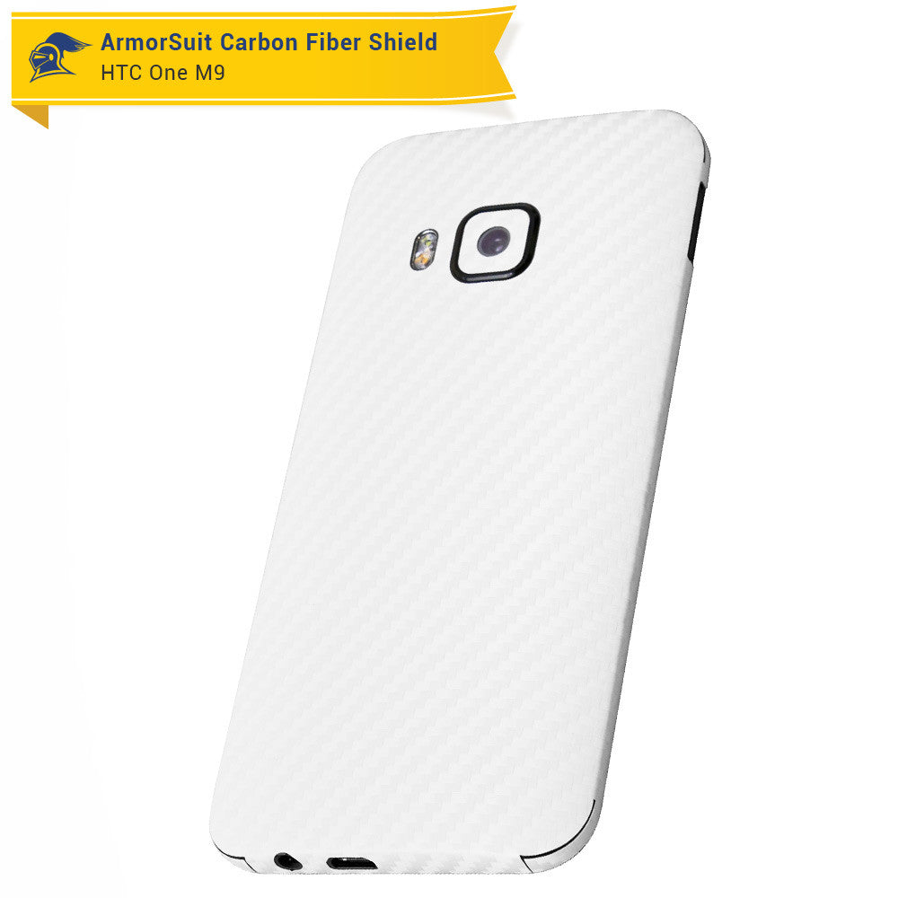 HTC One M9 Screen Protector + White Carbon Fiber Film Protector