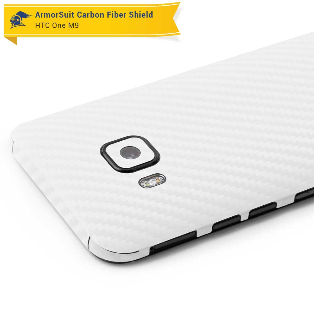 HTC One M9 Screen Protector + White Carbon Fiber Film Protector