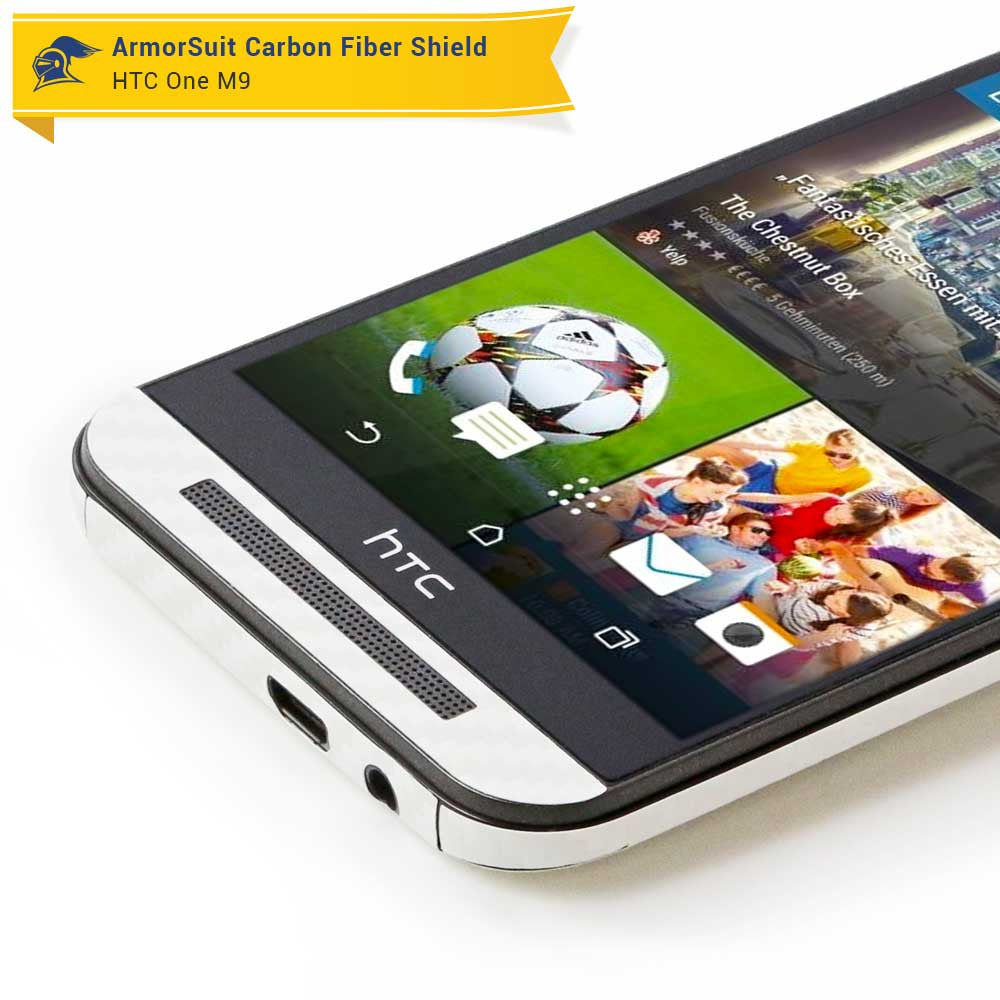 HTC One M9 Screen Protector + White Carbon Fiber Film Protector