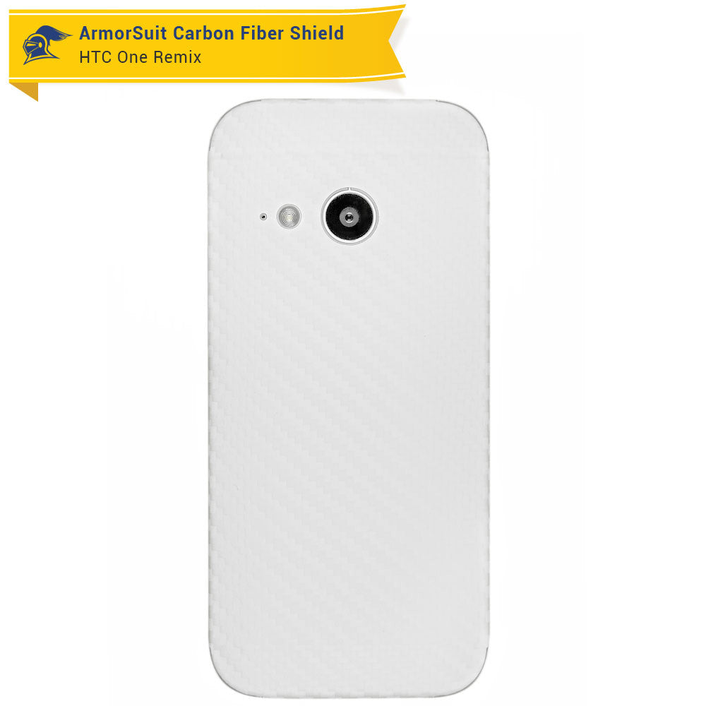 HTC One Remix (One Mini 2) Screen Protector + White Carbon Fiber Skin