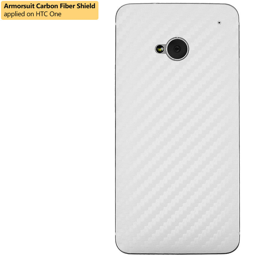 HTC One M7 Screen Protector + White Carbon Fiber Film Protector