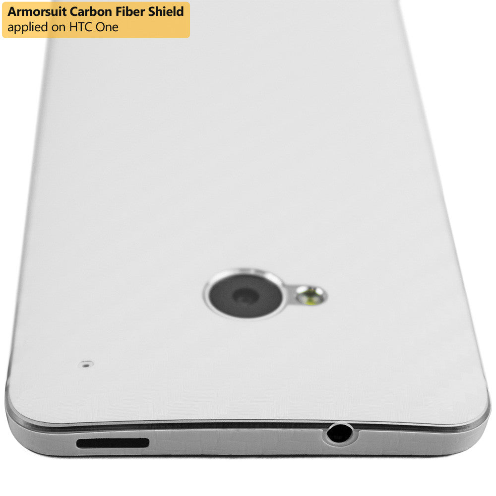 HTC One M7 Screen Protector + White Carbon Fiber Film Protector