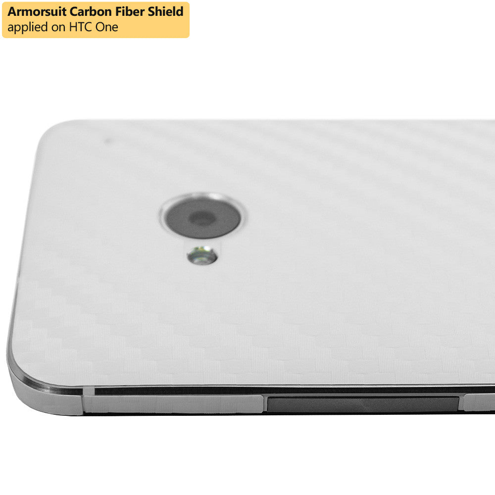 HTC One M7 Screen Protector + White Carbon Fiber Film Protector