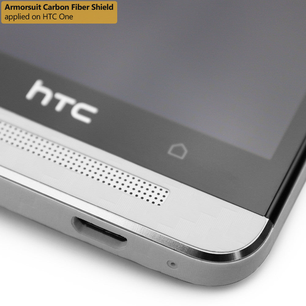 HTC One M7 Screen Protector + White Carbon Fiber Film Protector