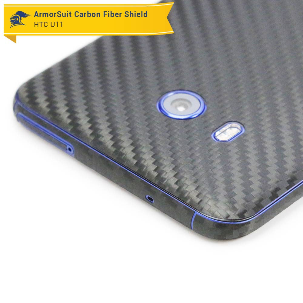 HTC U11 Screen Protector + Black Carbon Fiber Film Protector