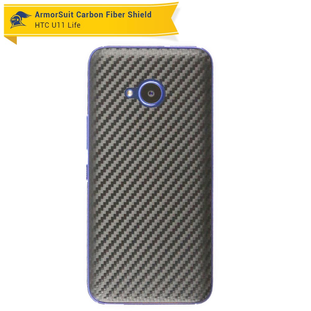 HTC U11 Life Screen Protector + Black Carbon Fiber Film Protector