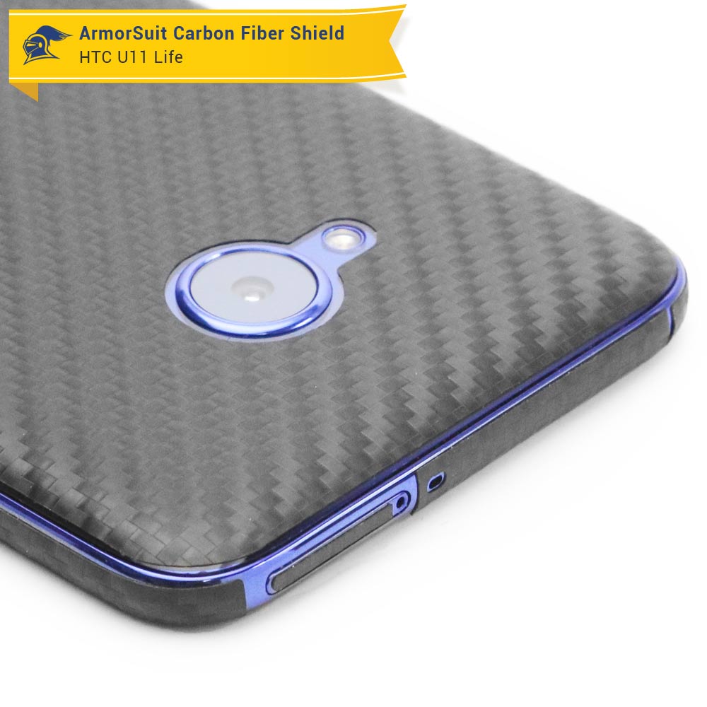 HTC U11 Life Screen Protector + Black Carbon Fiber Film Protector