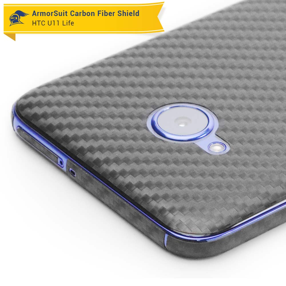 HTC U11 Life Screen Protector + Black Carbon Fiber Film Protector