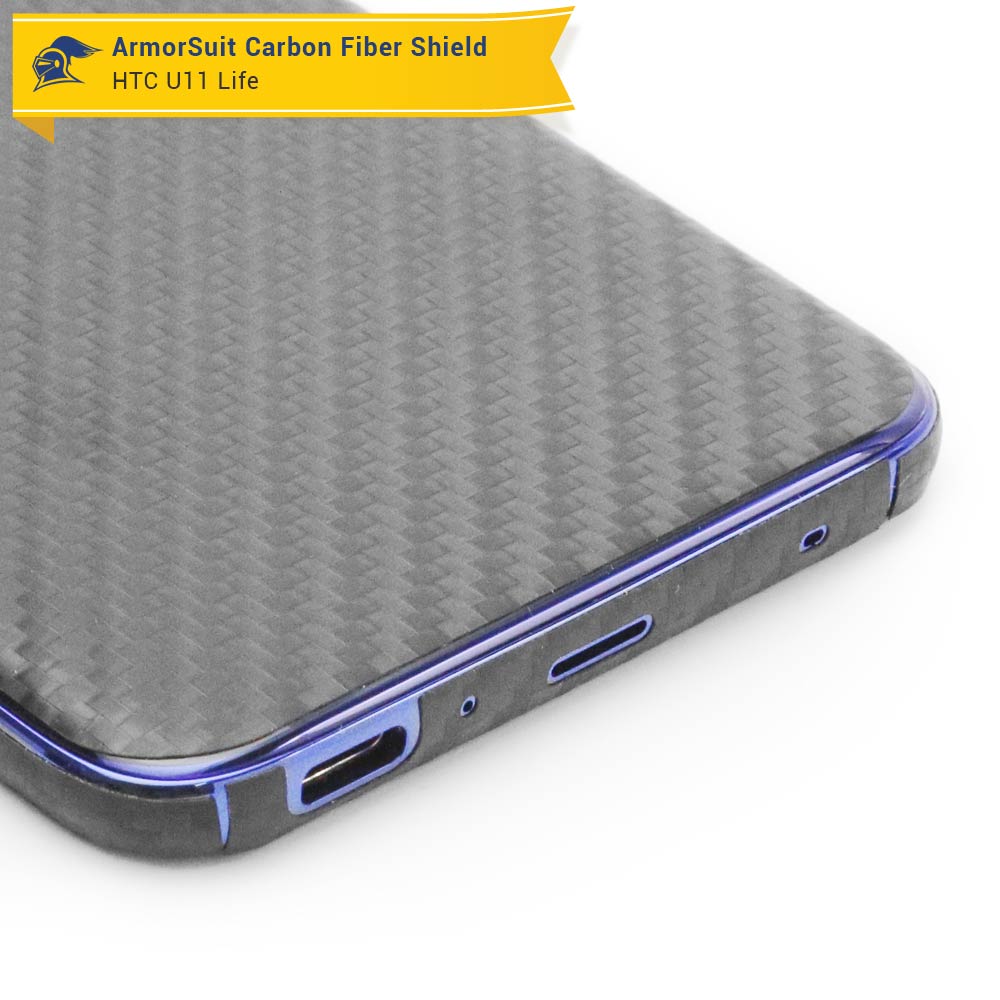 HTC U11 Life Screen Protector + Black Carbon Fiber Film Protector