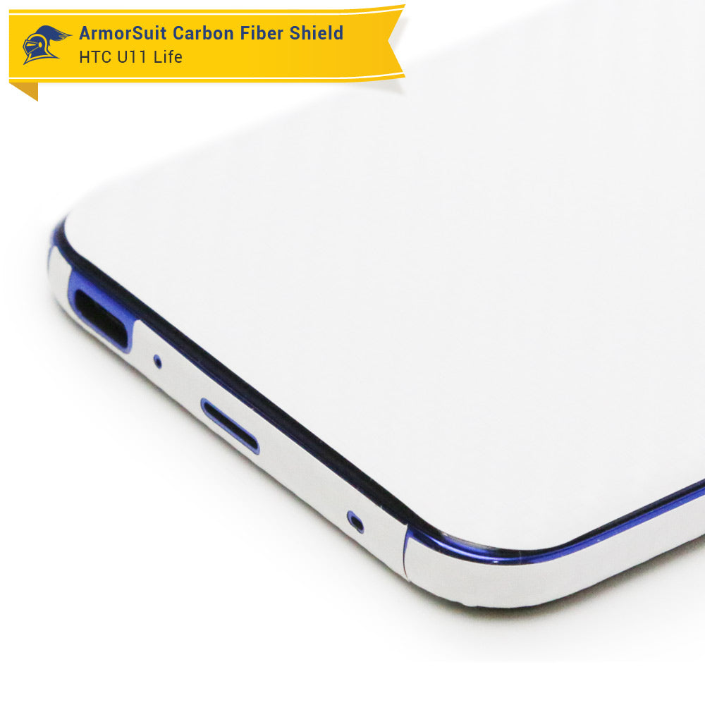HTC U11 Life Screen Protector + White Carbon Fiber Film Protector